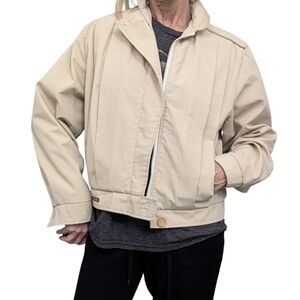 Vintage Jordache USA Beige Bomber Jacket Women’s Small Classic 80s Preppy Coat